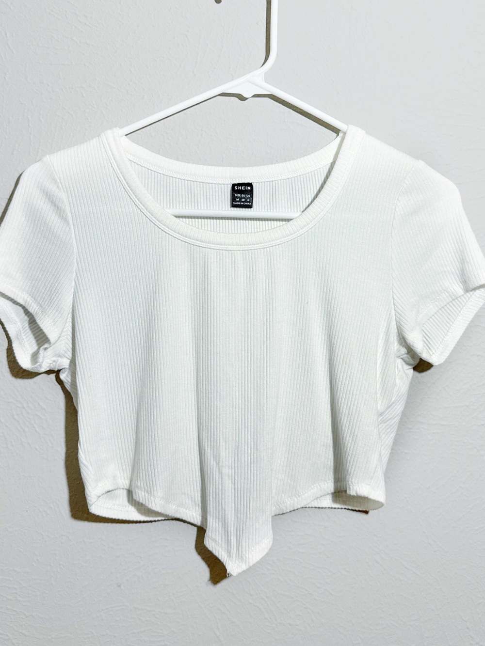 Shein RIbbed Cropped Top White Tee